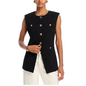 NWT Truth By Republic Black long Vest Gold Buttons Large
